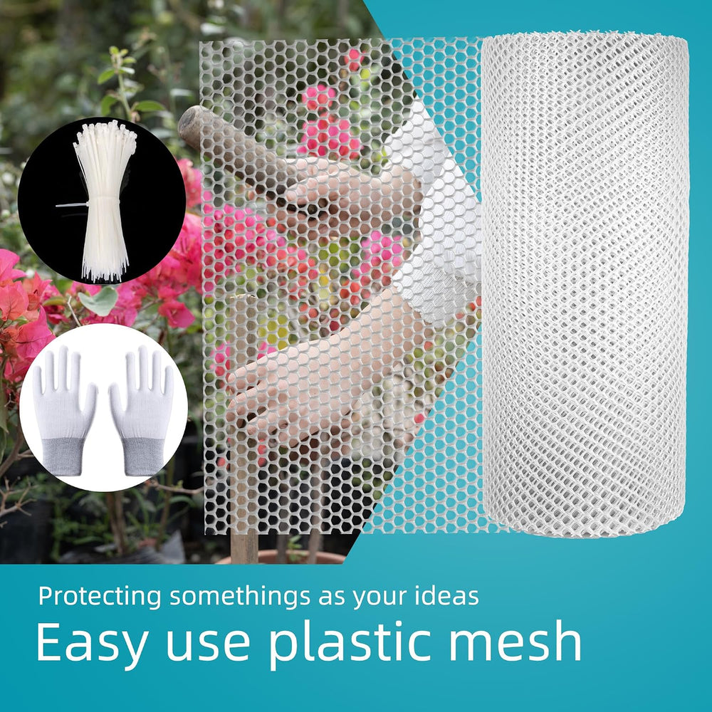 Pet & Garden Safeguard - 15.7IN x 49.2FT Roll - White Plastic Netting, Mu...