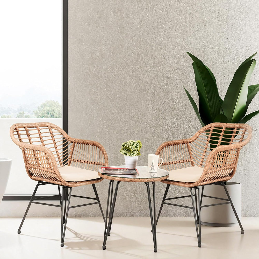 PROHIKER 3 Pieces Outdoor Wicker Bistro Patio Furniture Set, Porch Furniture ...