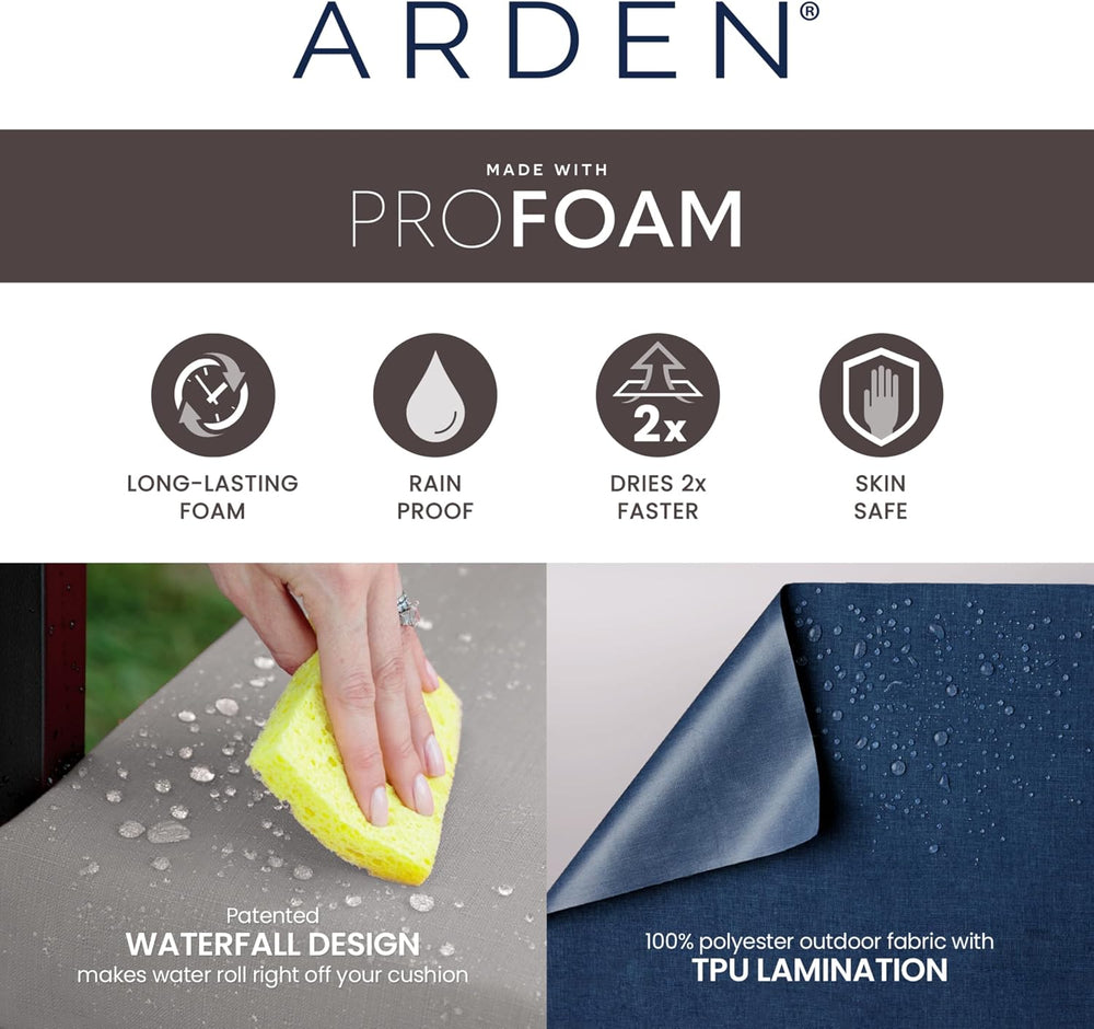Arden Outdoor Bench Cushion, Foam, 48x18, Black Jacobean