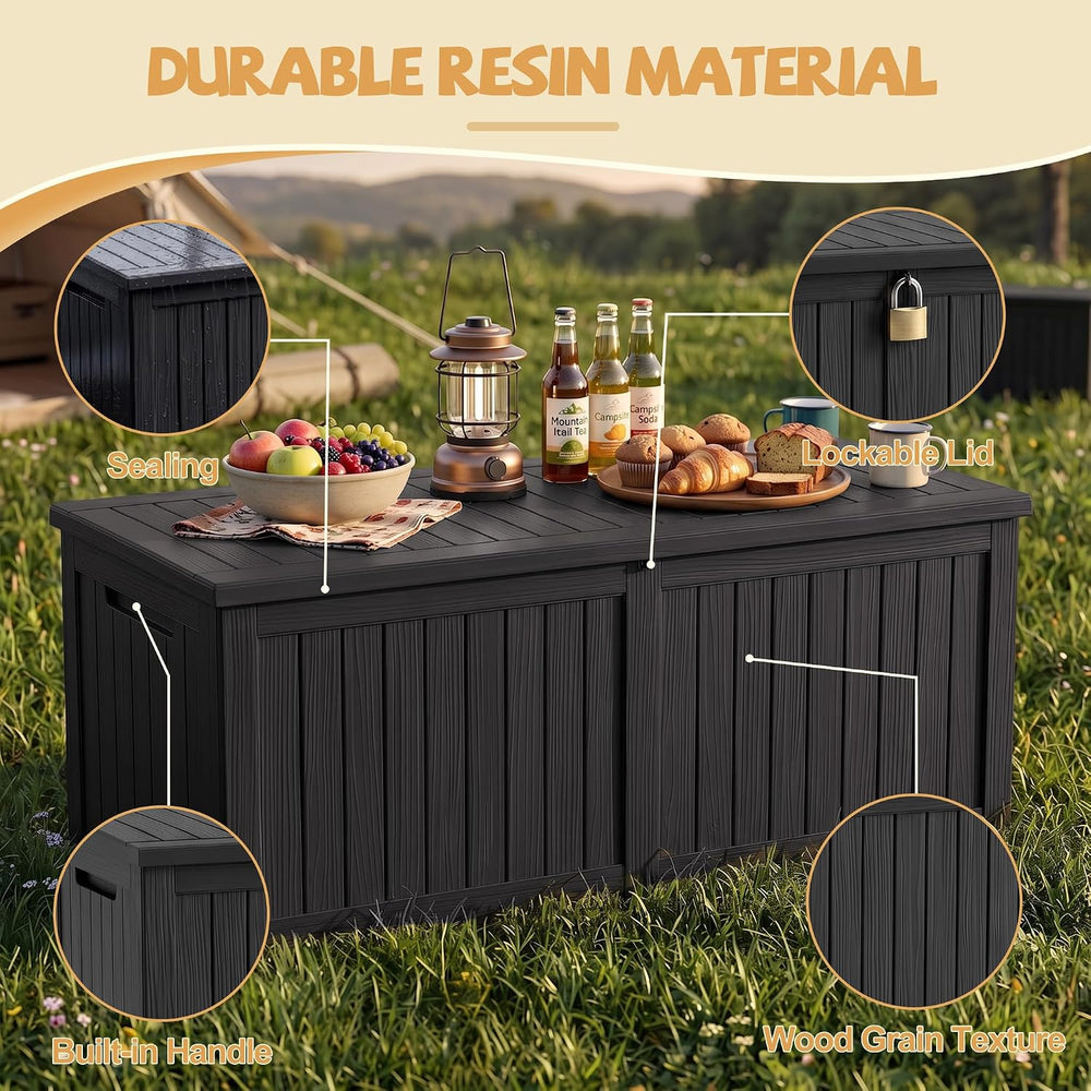 Outdoor Storage Box Waterproof 390 Gal Gen 2 Resin Deck Box Gas Struts