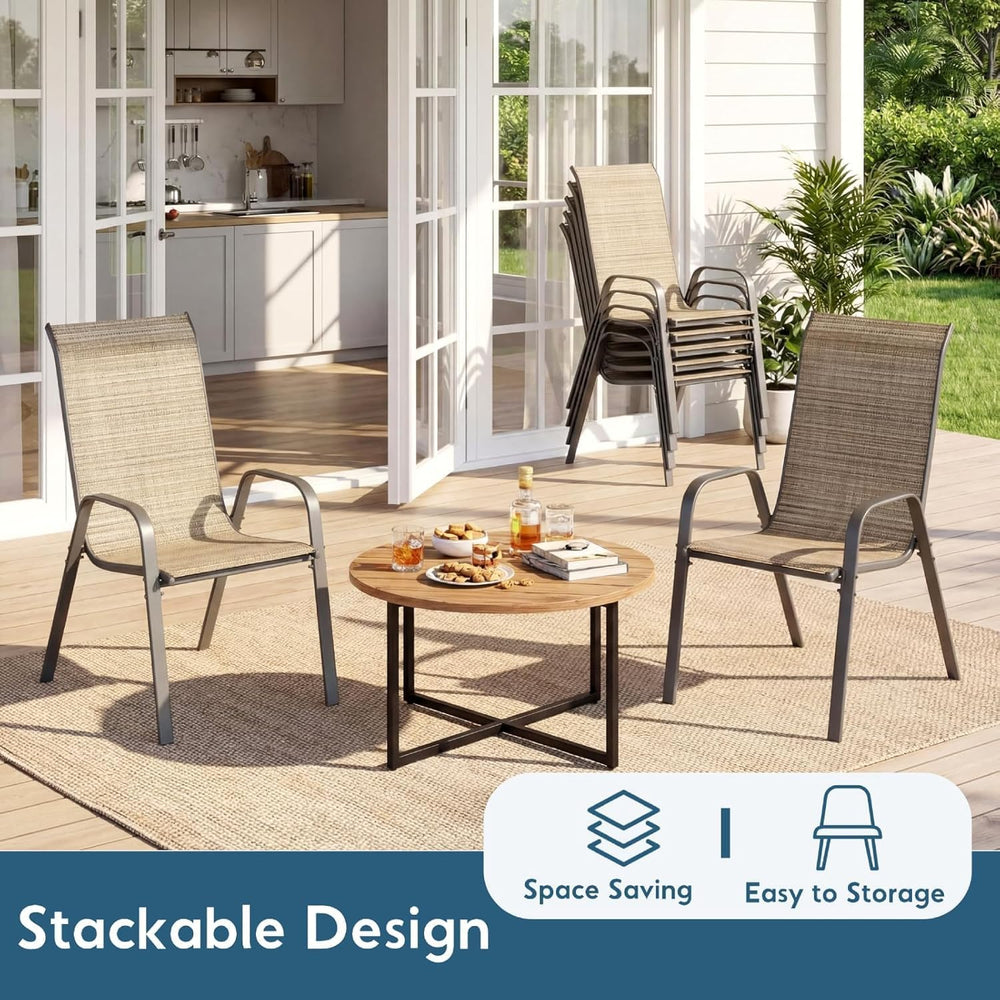 Arlopu 5 Pieces Outdoor Patio Dining Set, Glass Table and Textilene Chair