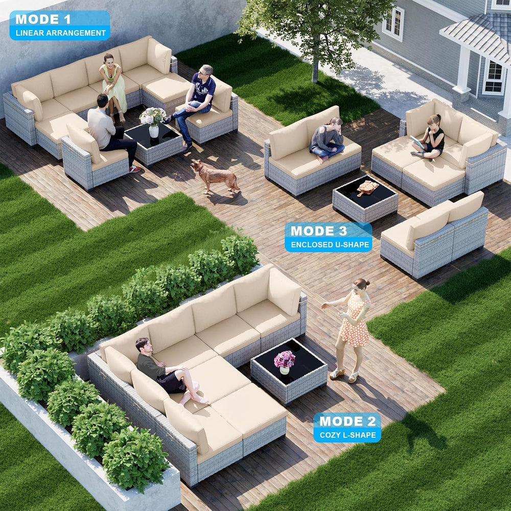 Outdoor PE Wicker Rattan Modular Patio Sectional Sofa Set