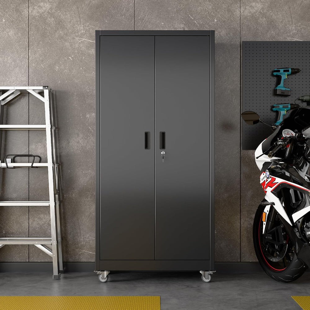 Reemoon Metal Storage Cabinet 71" H x 34" W x 18" D with Wheel...