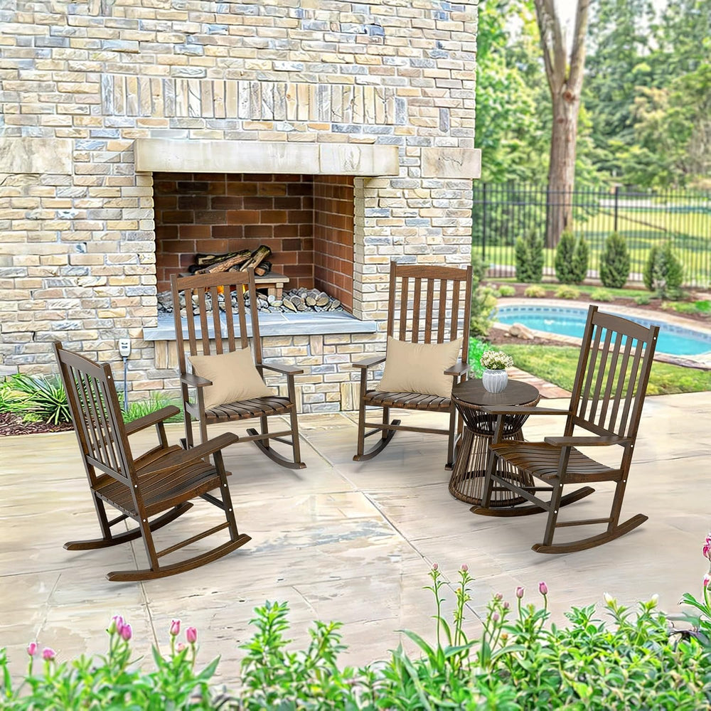 SUPER DEAL Outdoor Rocking Chair, All Weather Resistant Outdoor Indoor Wood P...