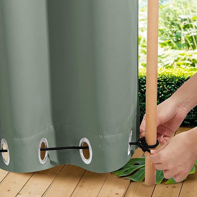 NICETOWN 2 Panels Waterproof Outdoor Curtains Fixed Grommet & Back Tab on...