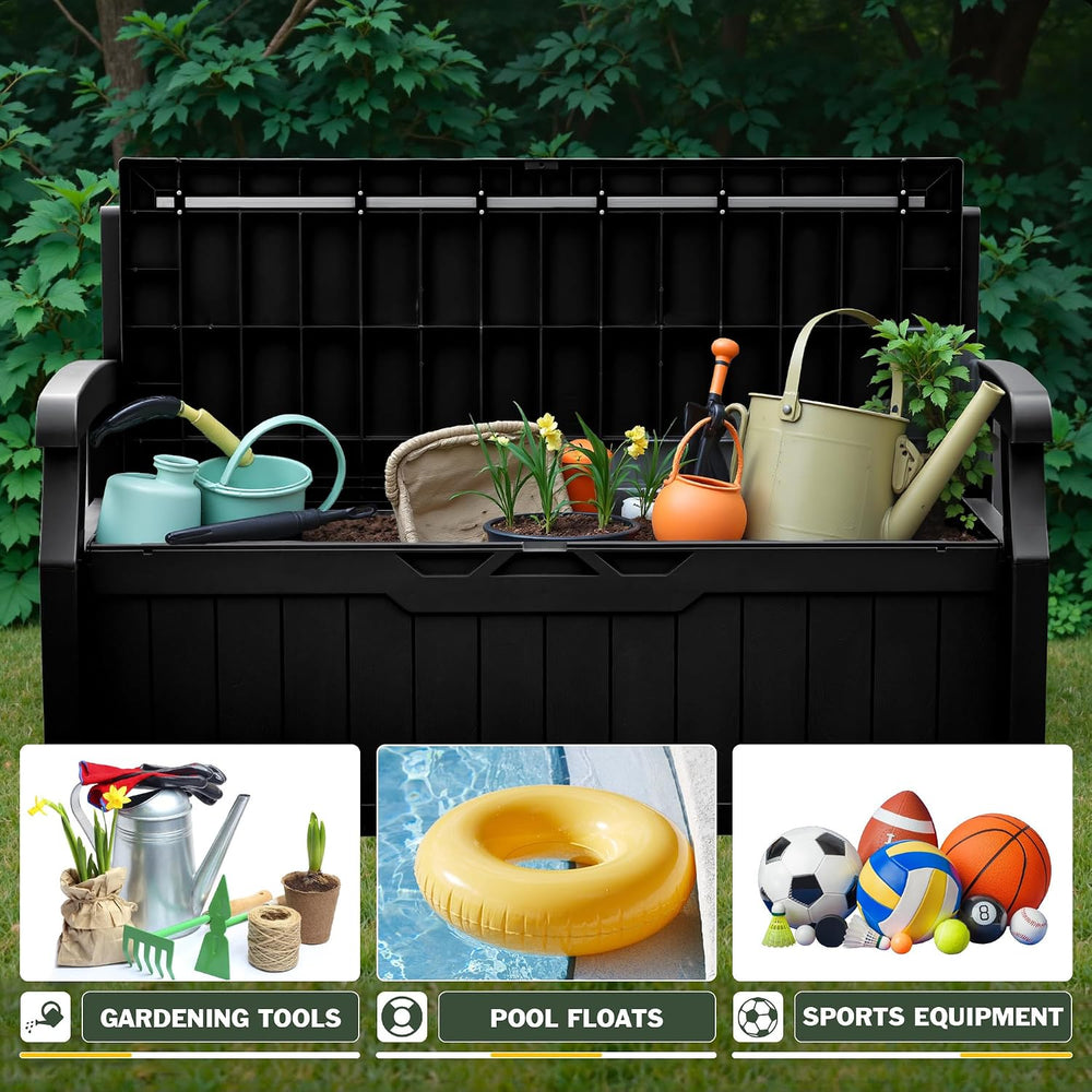 Flamaker 80 Gallon Storage Bench with Cushion, Waterproof, All-Weather
