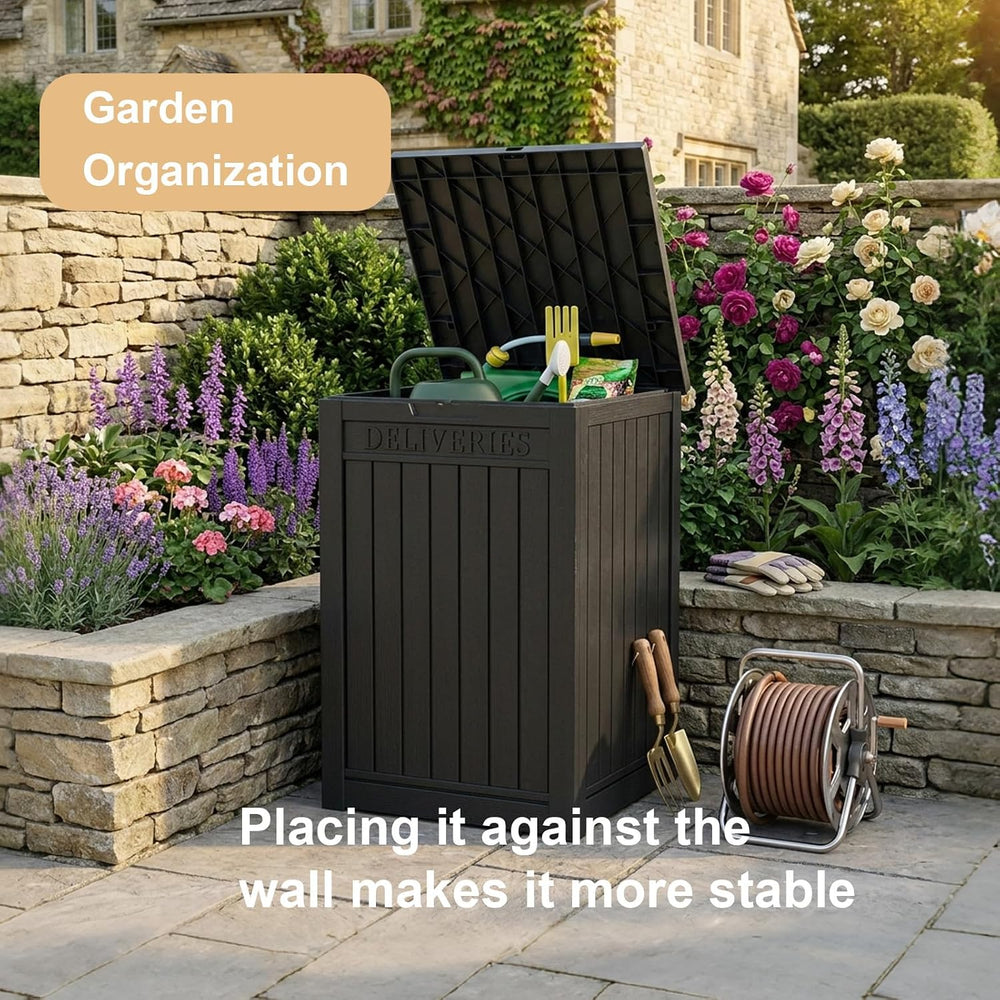 PatioZen Package Delivery Box, Waterproof Outdoor Container Lockable, Black