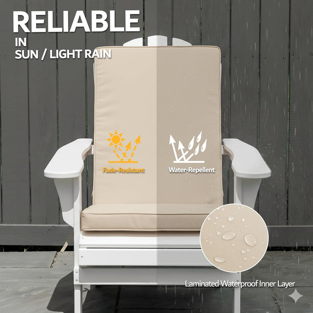 Outdoor Adirondack Chair Cushions Set of 4 - Removable Covers, Water-Repellen...