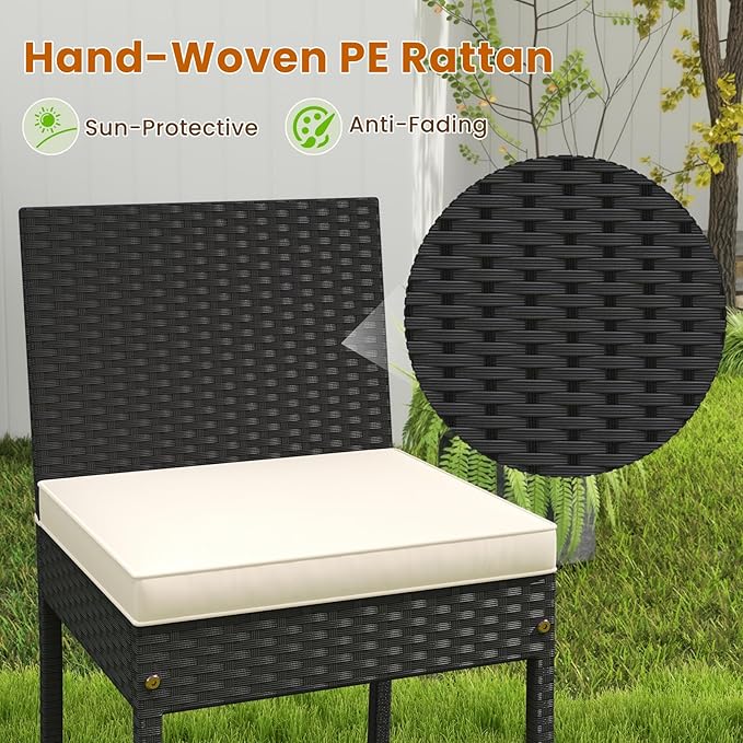 COSTWAY 7 PCS Patio Rattan Wicker Bar Set, 30'' Bar Height Chairs wit...