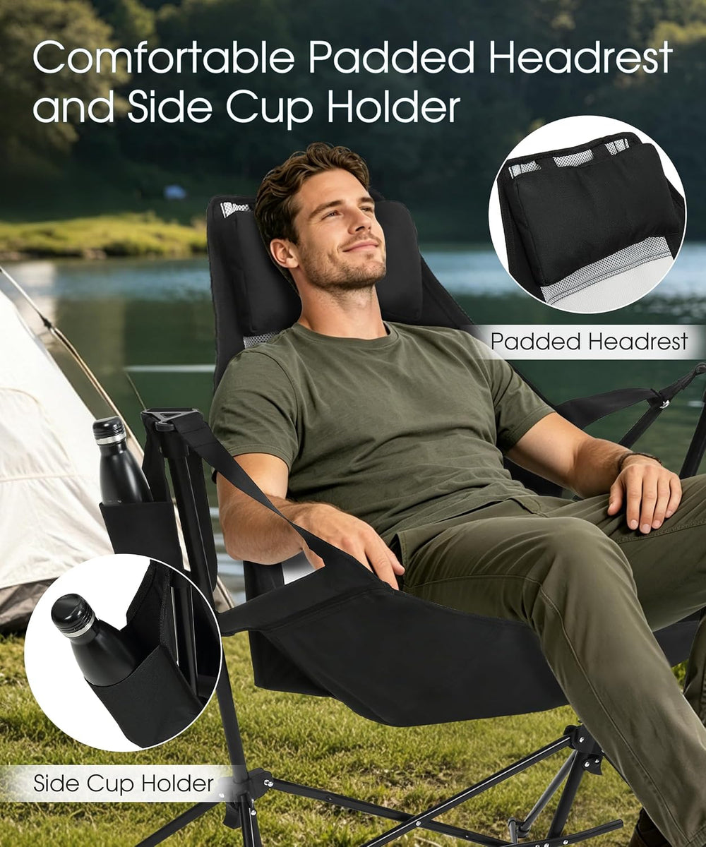 Hammock Chairs, Swinging Camping Chairs, Set of 2, Black