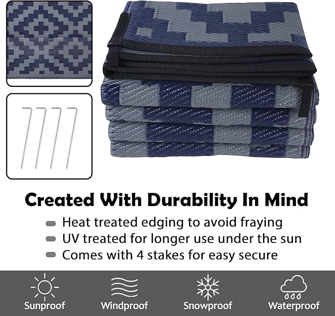SAND MINE Reversible Mats, Plastic Straw Rug, Modern Area Rug, Large Floor Ma...