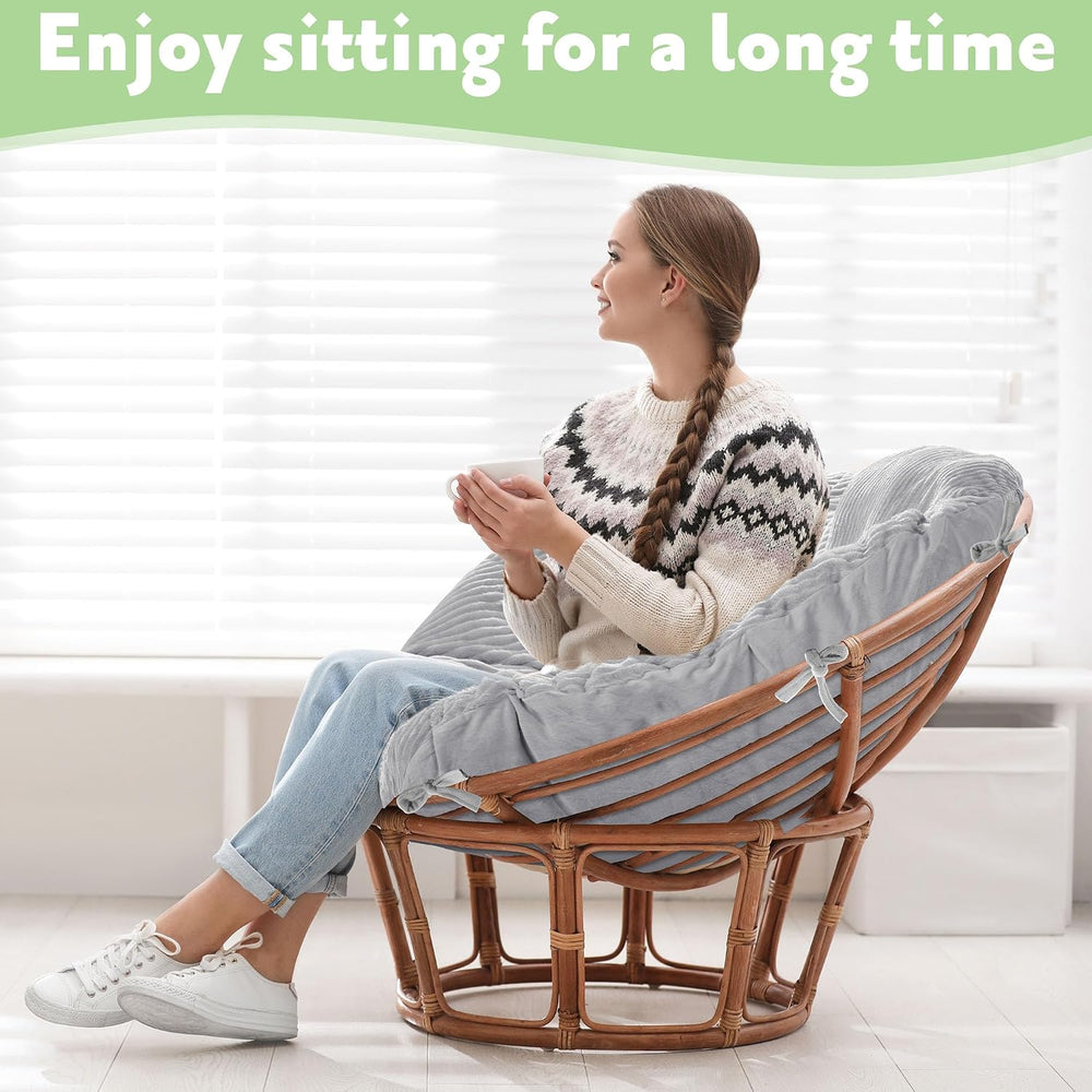 MABOZOO Shaggy Double Papasan Cushion Cover, Faux Fur Wicker Egg Chair Cushio...