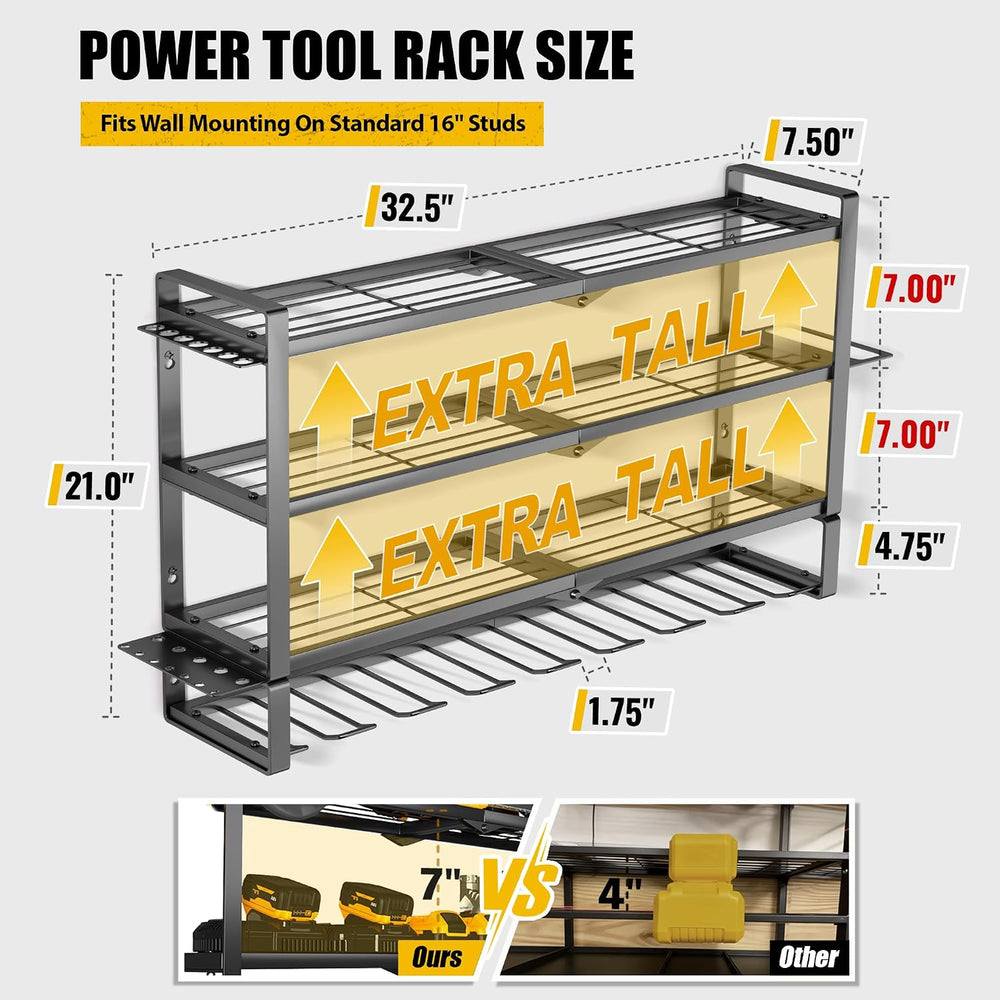 MOOMSINE Large Power Tool Organizer Wall Mount for Garage, 4-Tier Extra Tall ...