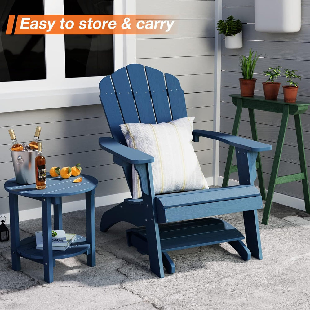 YEFU Folding Adirondack Ottoman Outdoor Set of 2, Navy Blue | Fade and Rust R...