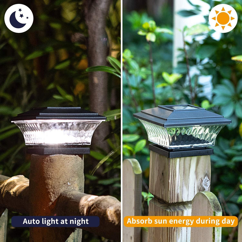 6PK Solar Post Cap Lights Outdoor Fence Cap Light for 4x4 Wooden Posts