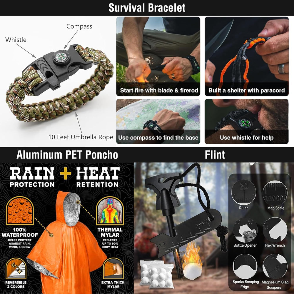 Survival First Aid Kit, 190 Pcs Survival Gear and Medical Supplies, Military ...