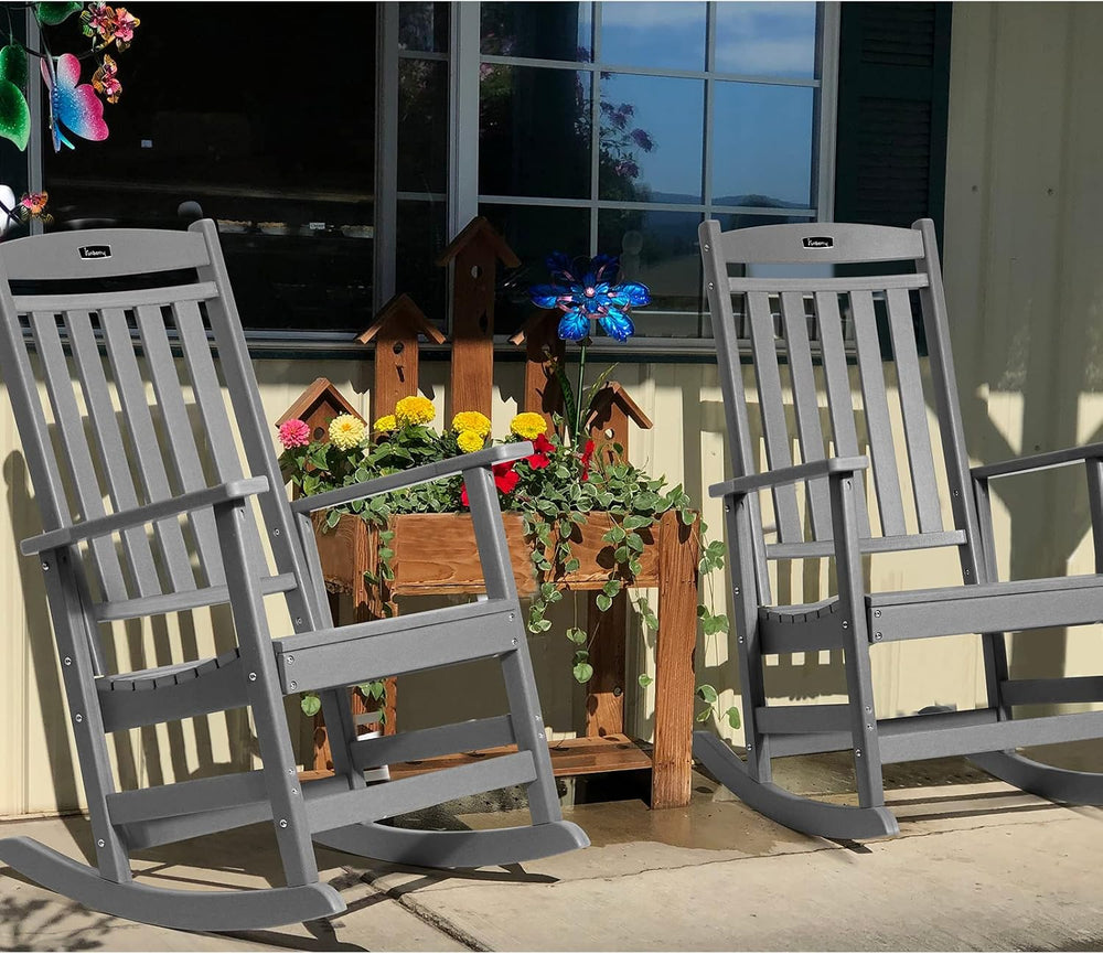 FUNBERRY Oversized Outdoor Rocking Chair, Poly Lumber Rocker, Patio Rockers