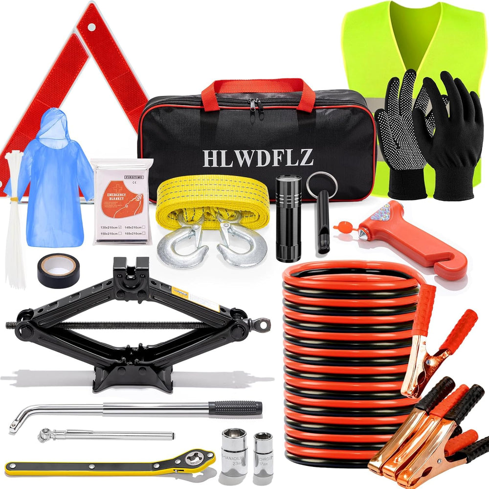 Roadside Emergency Kit with Scissor Jack for Car Safety Kit Emergency Roadsid...