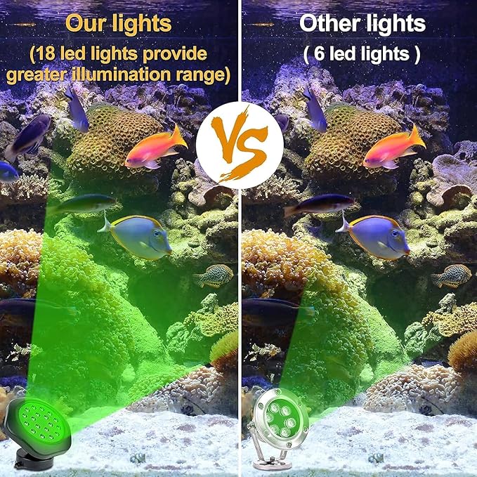 Solar Pond Lights, 18 LED Super Bright RGB LED Underwater Spotlights Color Ch...