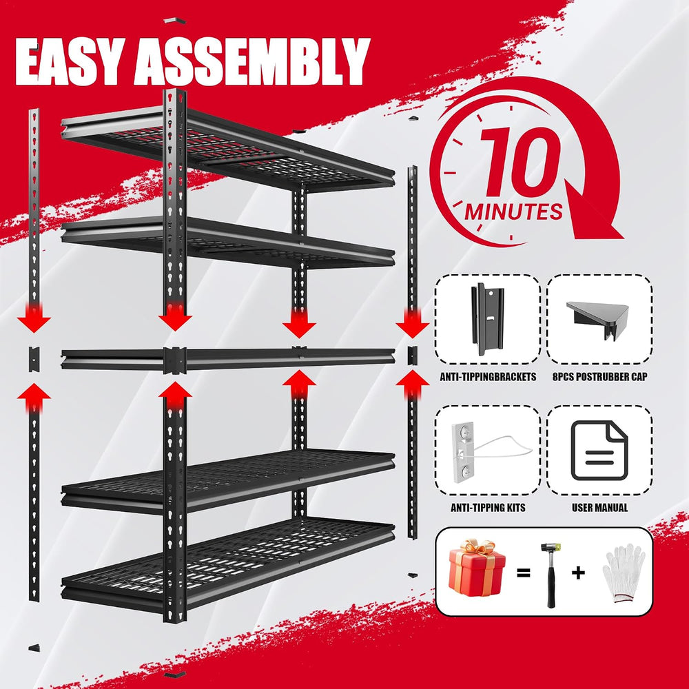 Heavy Duty Garage Storage Shelving, 5-Tier Adjustable Metal Shelving Unit, 30...