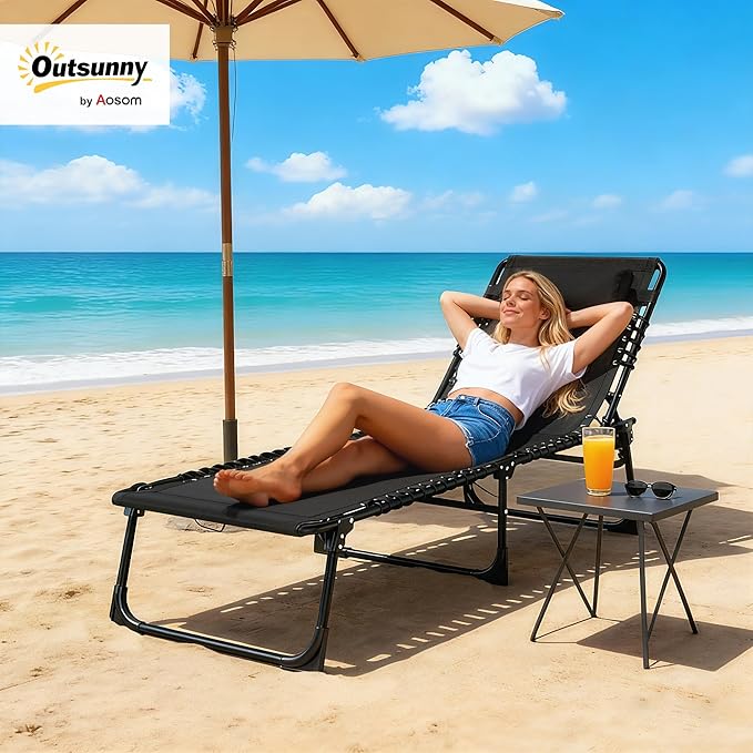 Outsunny Folding Chaise Lounge Chair, Patio Sun Tanning Chair, Outdoor Chaise...