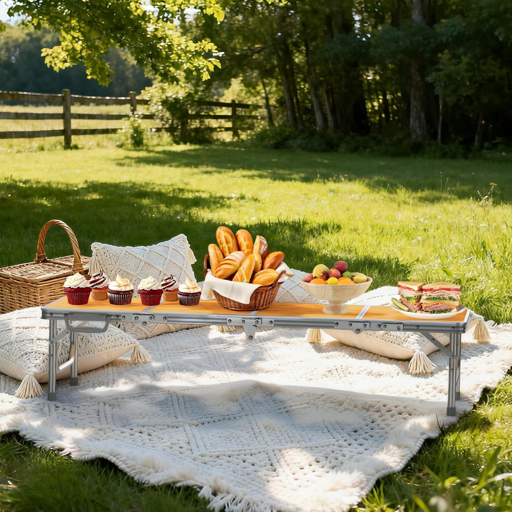 FUNYKICH 4ft Low Folding Picnic Table(45.7''x15.7''x10.3'...
