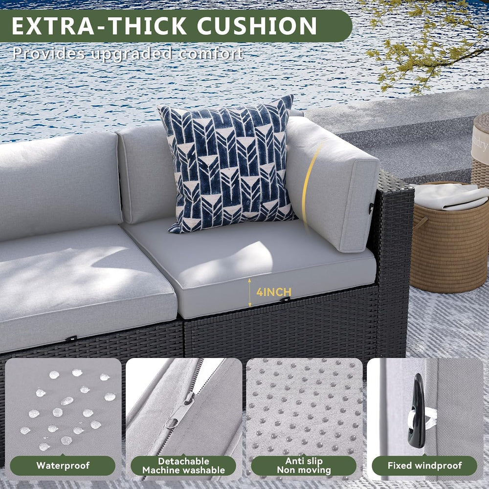 Aoxun 8 Piece Patio Furniture Set with 44” Fire Pit Table, Wicker Rattan Pati...