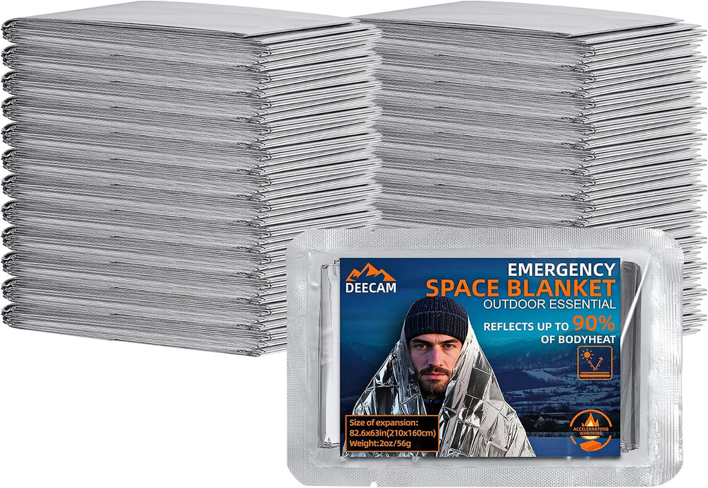 Deecam Emergency Foil Blankets 24 Pack, Mylar Thermal Survival Blanket