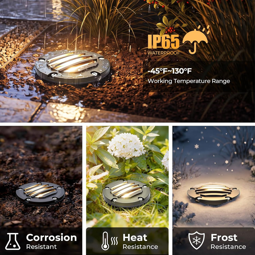 Brass Low Voltage Landscape Well Lights (5" Cover, 5.5" Tall), 12V ...