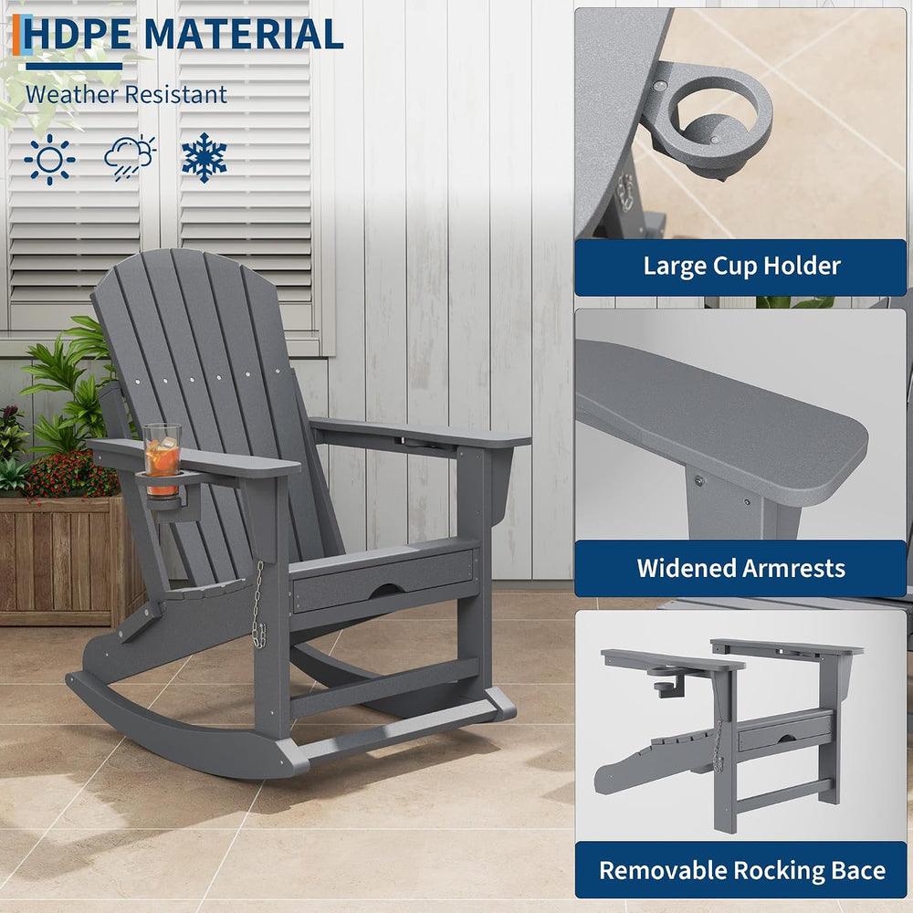 Rocking Adirondack Chairs, Folding Adirondack Rocking Chair With Footrest, Ad...