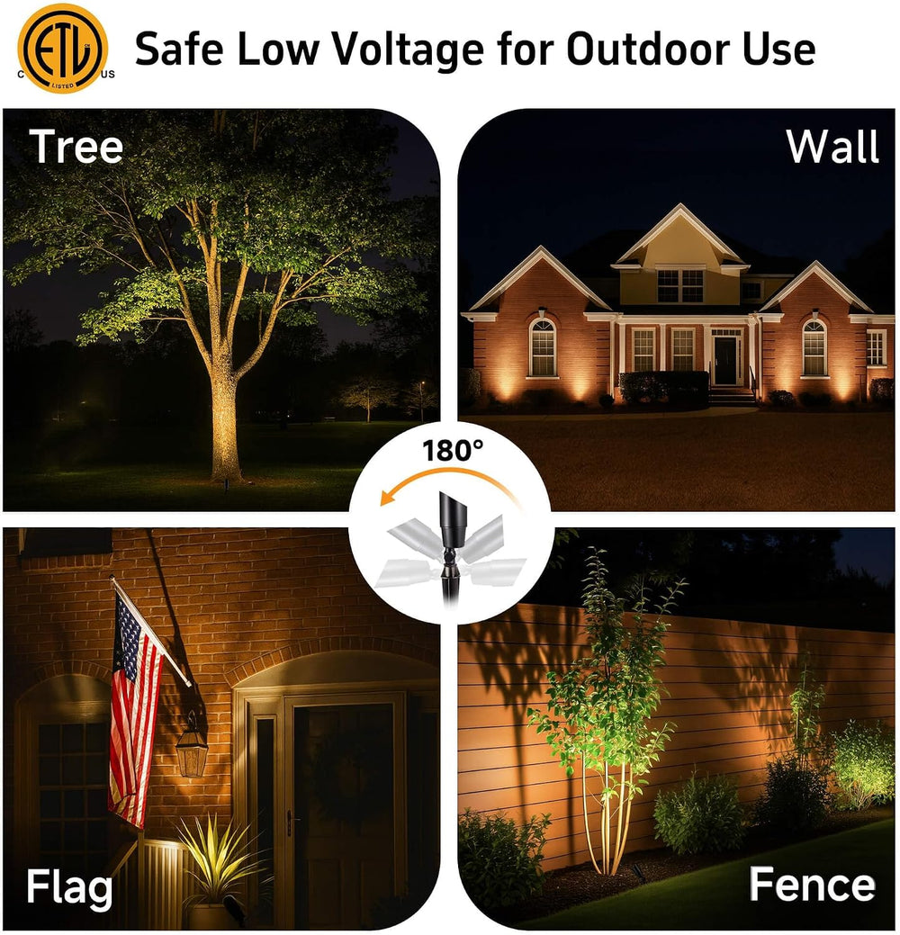 Gardenreet Brass Landscape Lighting - Black Outdoor Low Voltage Spotlights LE...