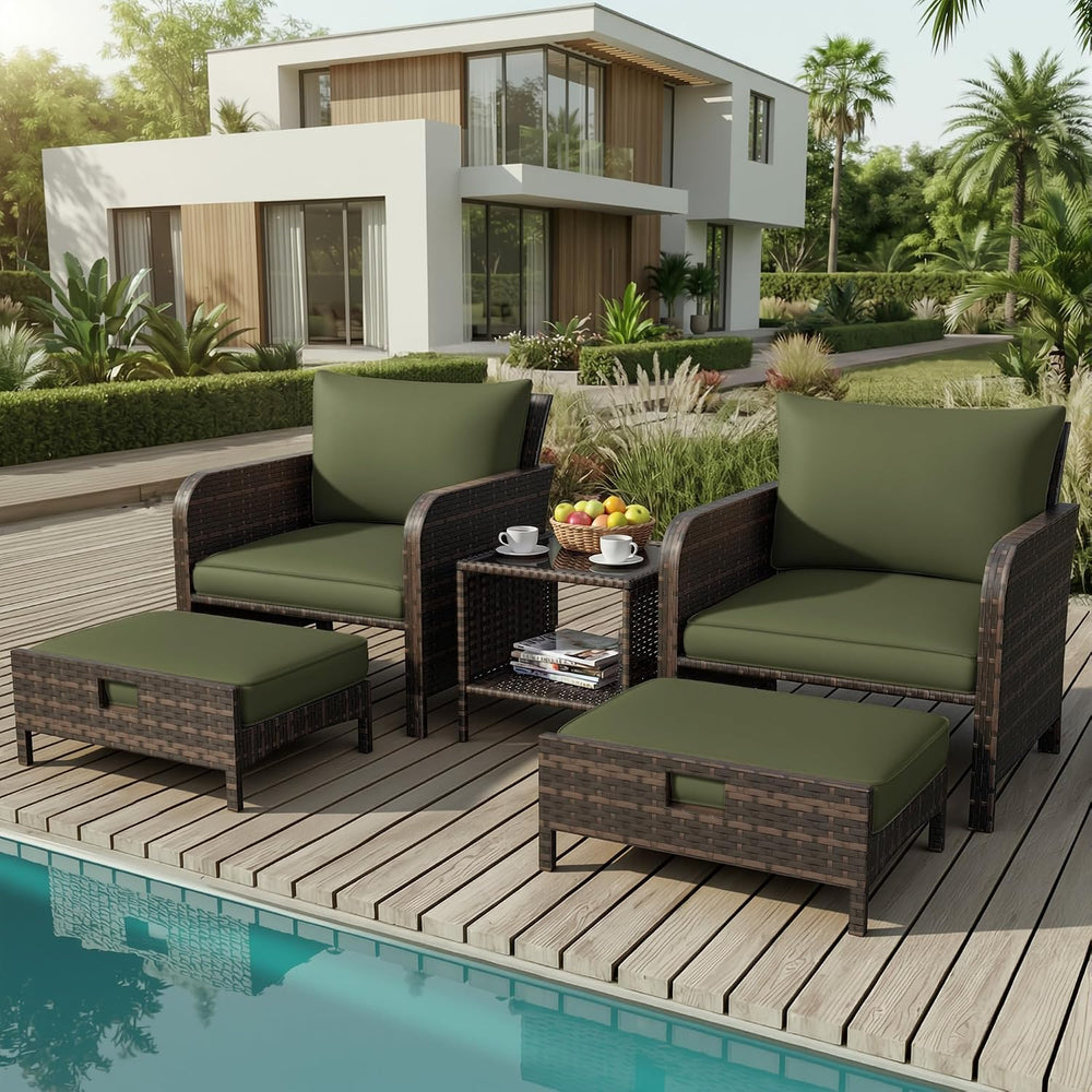 LEVELEVE Patio Conversation Set 5 Piece, Balcony Furniture Outdoor PE Rattan ...