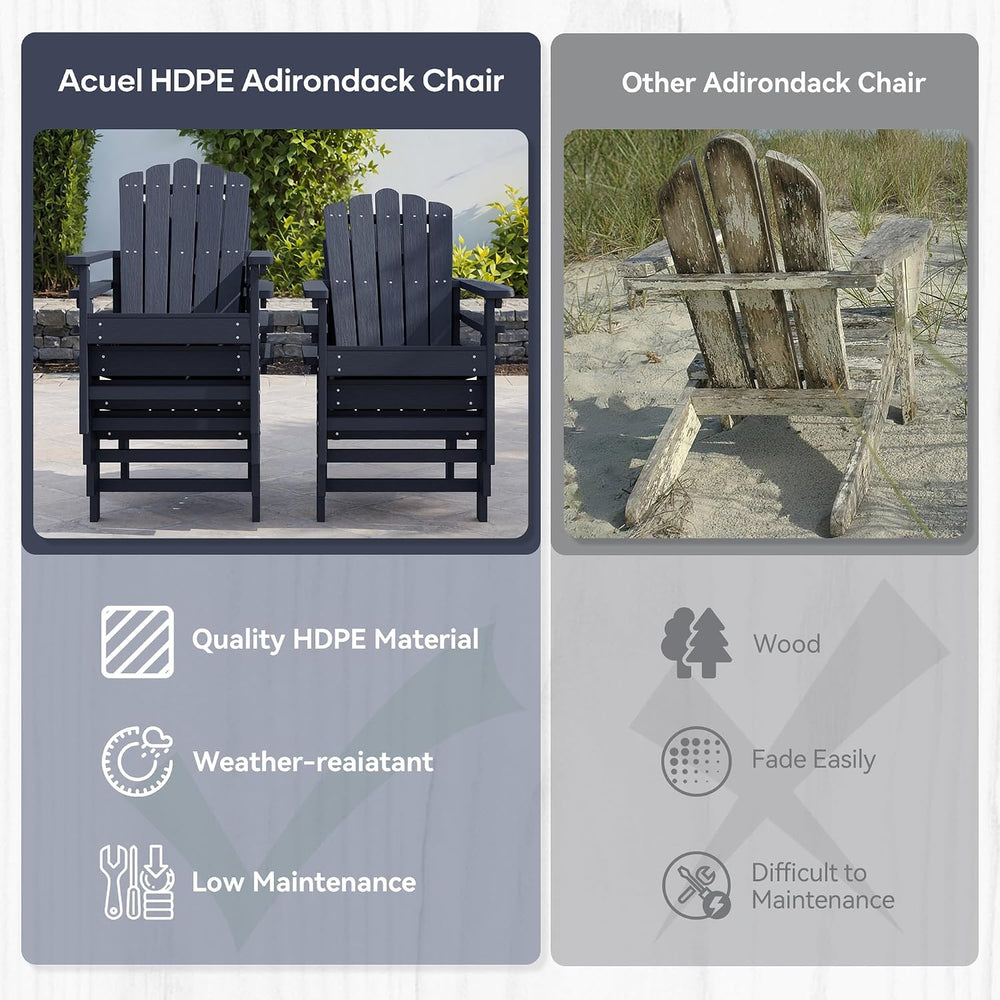 HDPE Stackable Adirondack Chairs Set of 4,Blue
