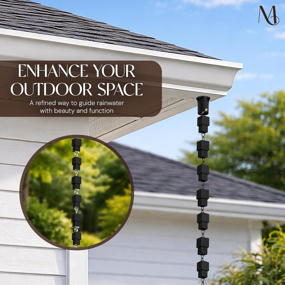 Monarch Rain Chains Aluminum Multi Cube Black Rain Chains for Gutters – 8.5 f...
