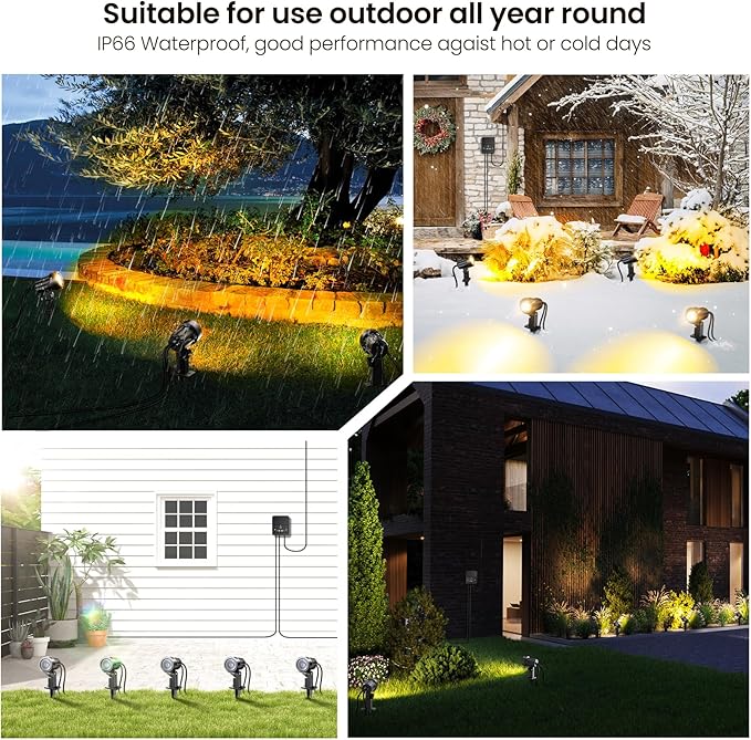 LED Landscape Lighting Kit Landscaping Lights with Remote Control Dimmable IP...