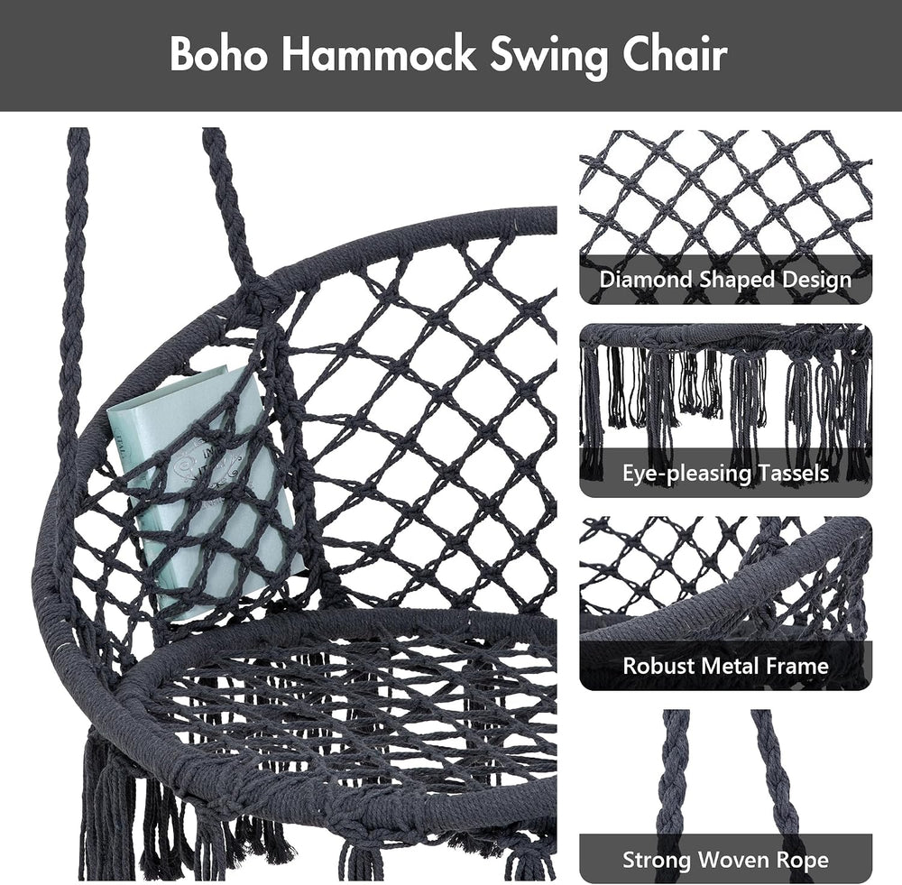 ANOW Hanging Swing Chair with Stand Included, Heavy Duty Hammock Chair with S...