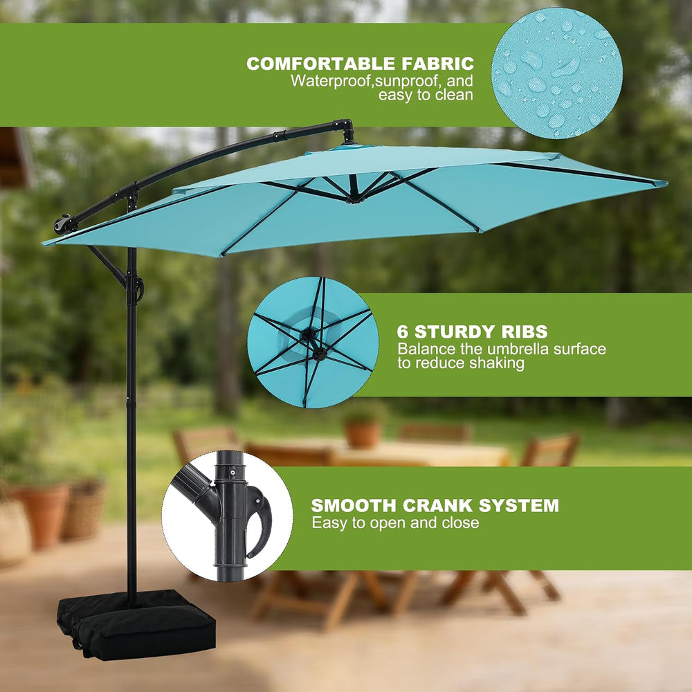 10FT Cantilever Offset Patio Outdoor Umbrella with Base Included