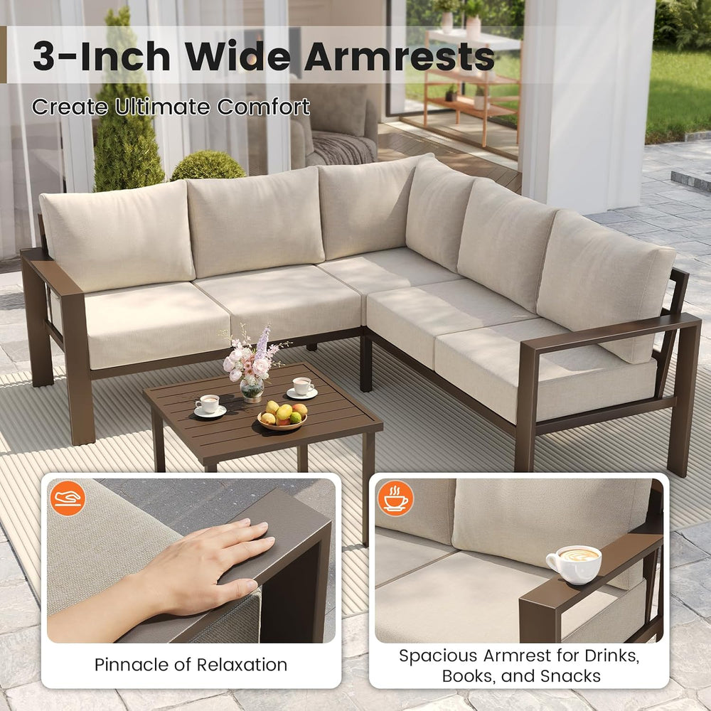 UDPATIO Outdoor Patio Furniture Set L-Shaped Couch with 2 Ottoman, 8-Piece