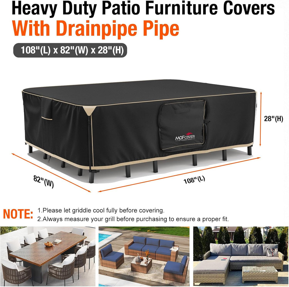 Upgraded Foldable Patio Furniture Covers with Drainpipe Pipe, 600D Heavy Duty...