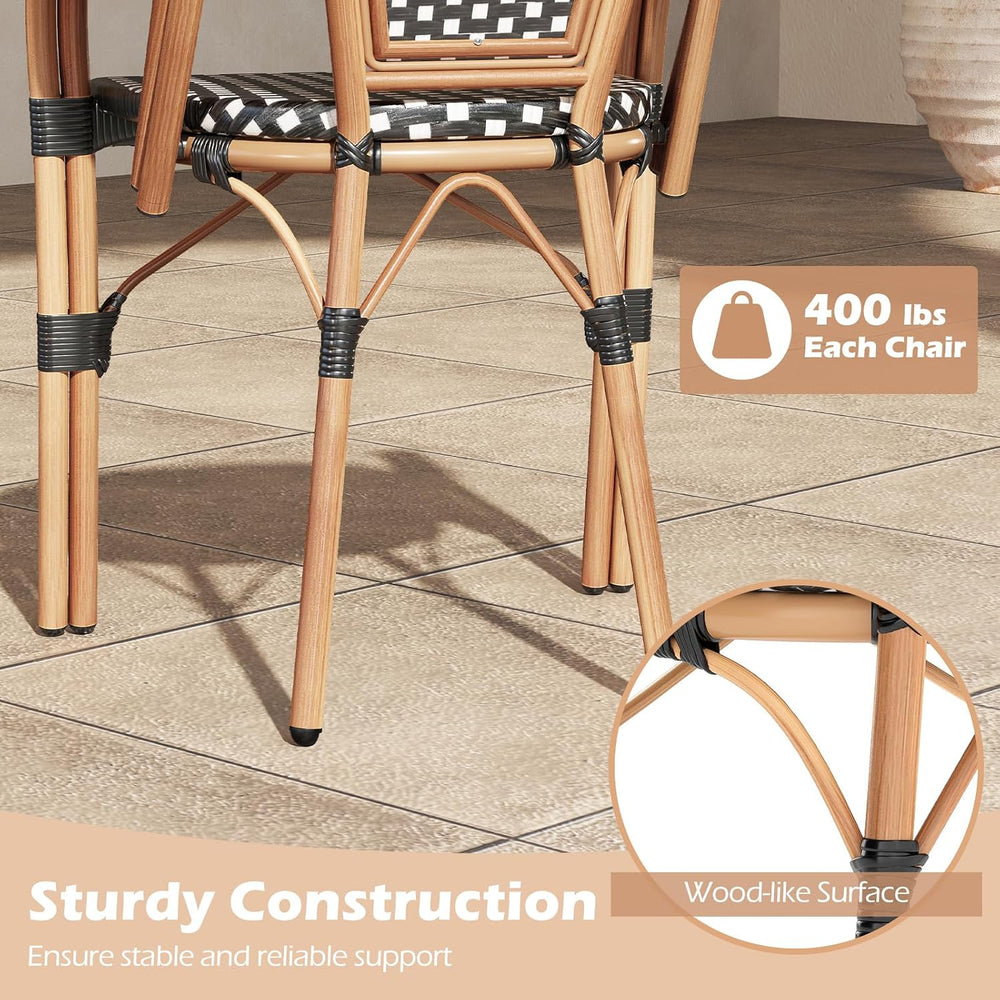 Tangkula Wicker Patio French Bistro Dining Chairs Set of 2