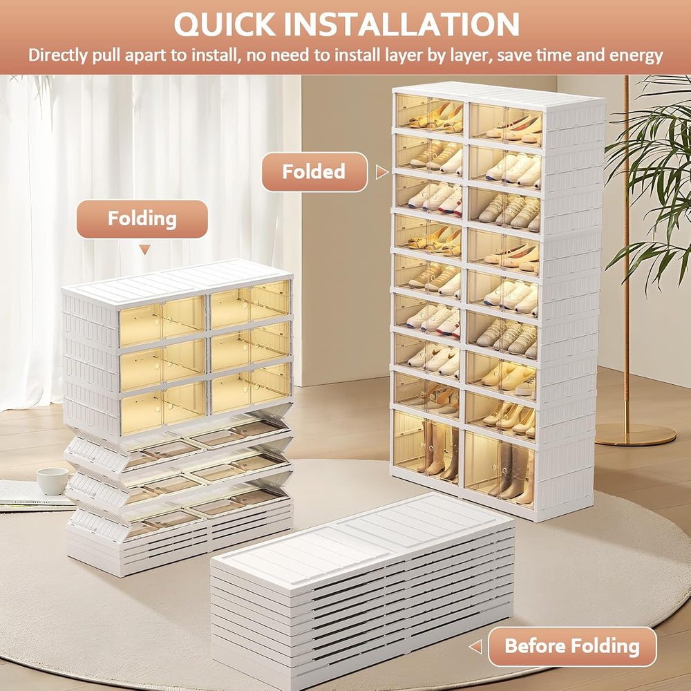 SYNCVIBE Collapsible Shoe Rack Organizer, 9 Tiers, 36 Pairs, 34.2" Wide