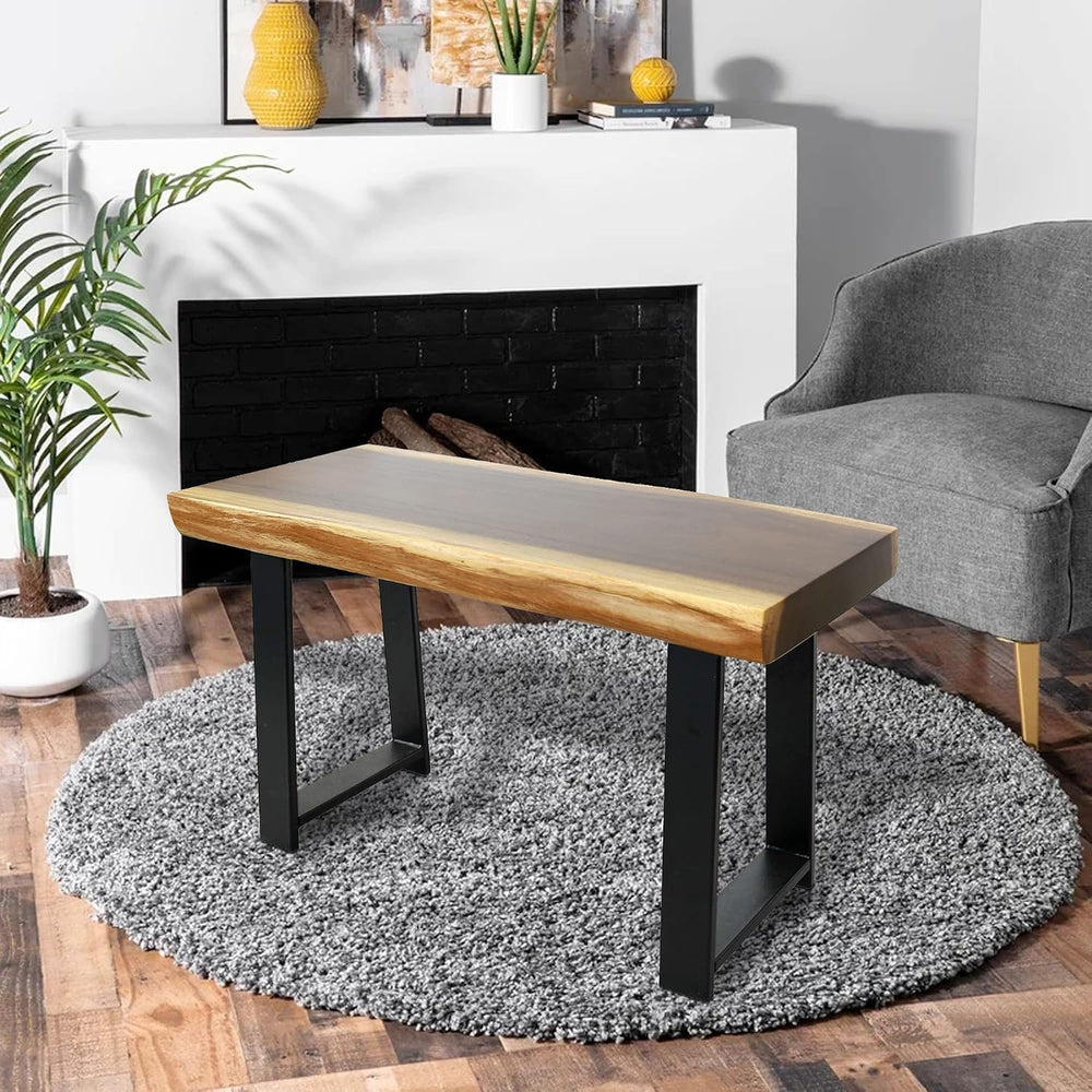 Live Edge Wood Bench 31 inch Long Natural Wooden Entryway Bench