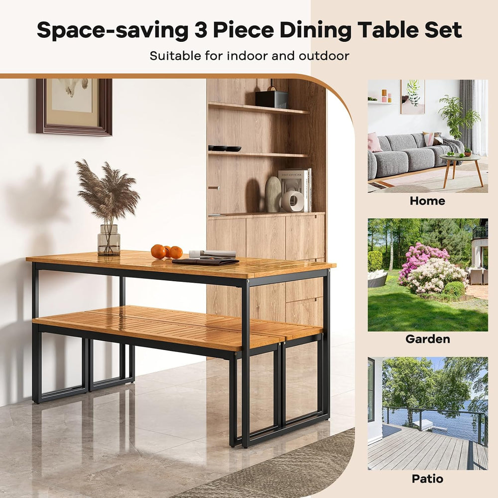 Tangkula Wood Outdoor Bench, Backless Dining Bench for 2-3, 1 Pack, Rustic