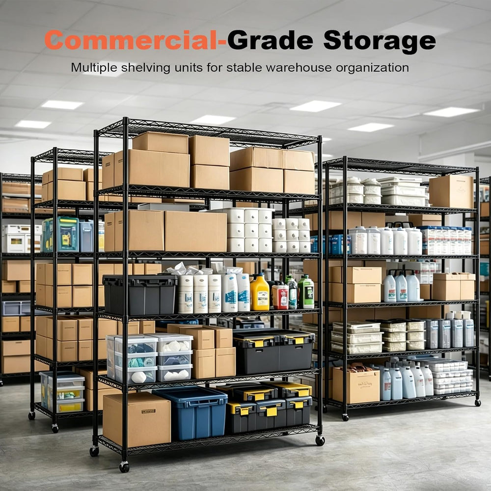 Meet perfect 6-Tier Storage Shelves NSF Certified Wire Shelving Unit on Wheel...
