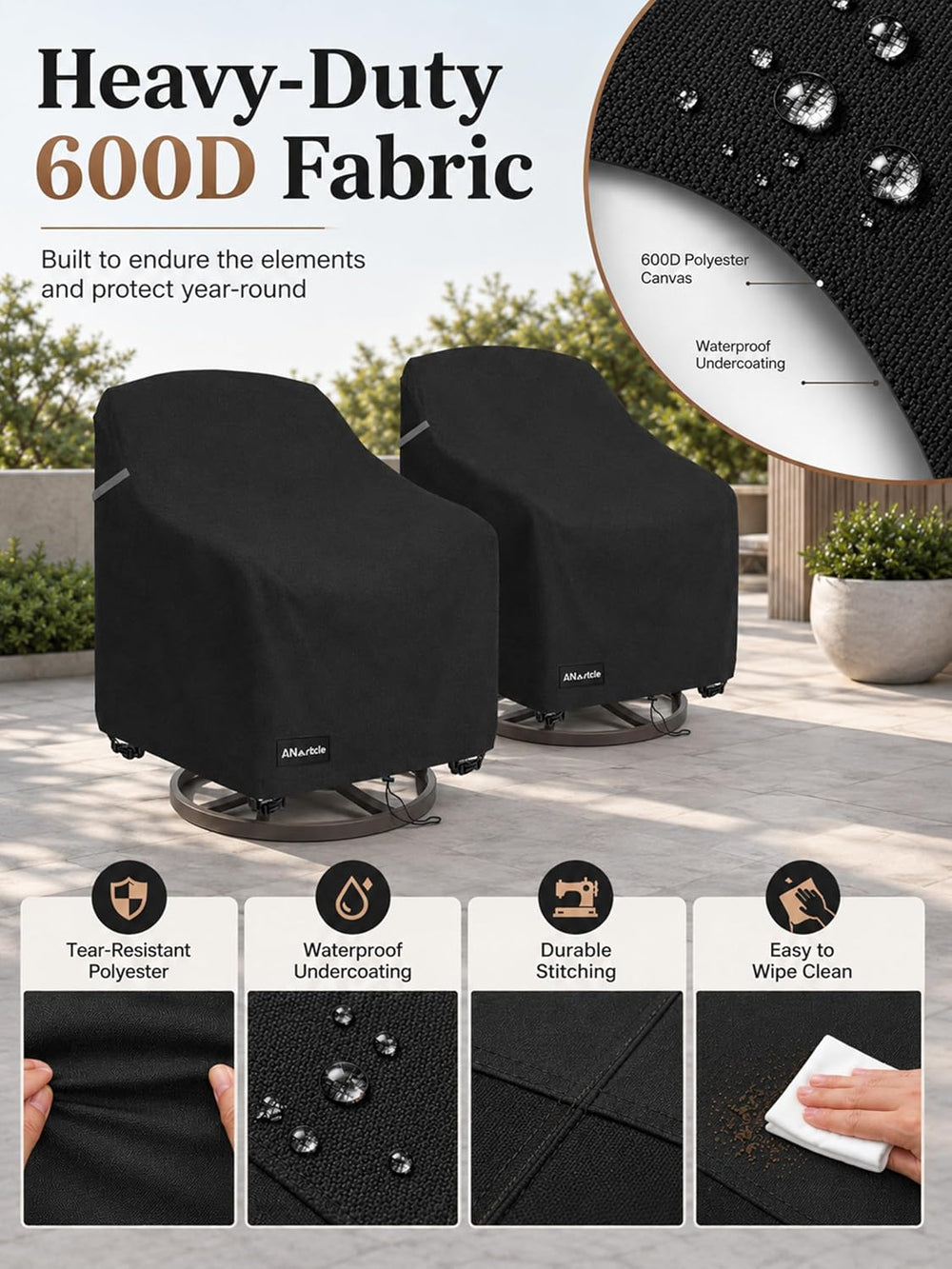 ANartcle Swivel Patio Chair Covers 2 Pack,Waterproof Heavy Duty Outdoor Chair...