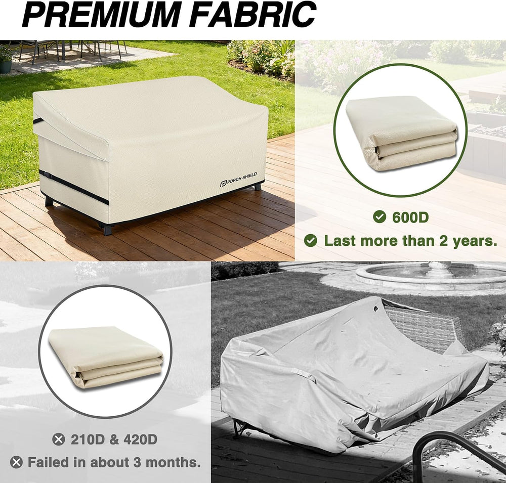 Porch Shield Waterproof Outdoor Sofa Cover 86W x 38D x 35H inch, Beige