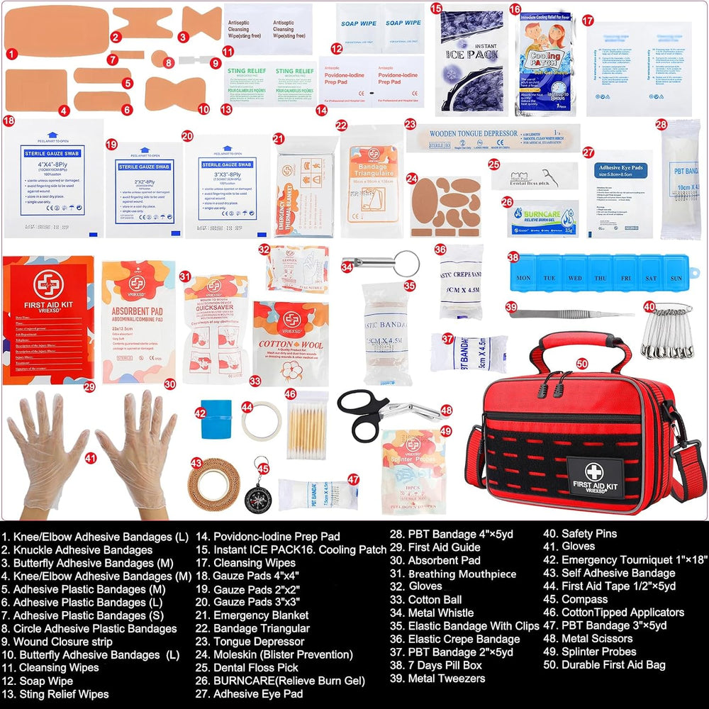 VRIEXSD Premium 450 Piece Large First Aid Kit for Home, Car, Businesses