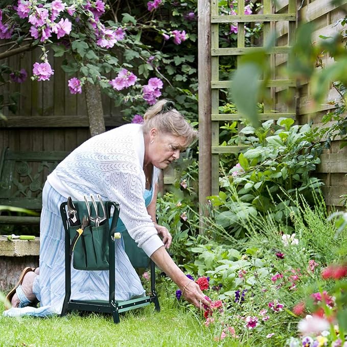 2-in-1 Garden Kneeler & Seat, Folding Seat w/EVA Foam Kneeling Pad & ...