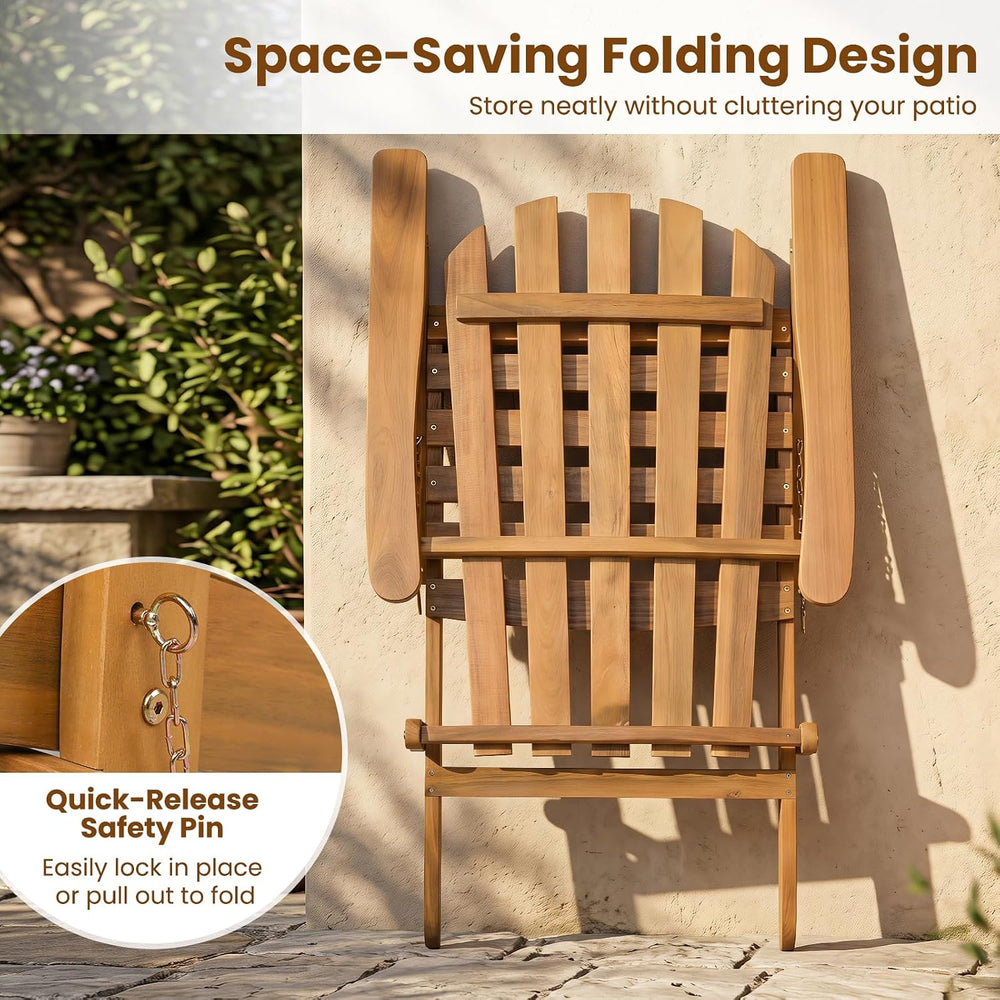 Tangkula Folding Acacia Wood Adirondack Chair, 400 LBS, 2 Pack