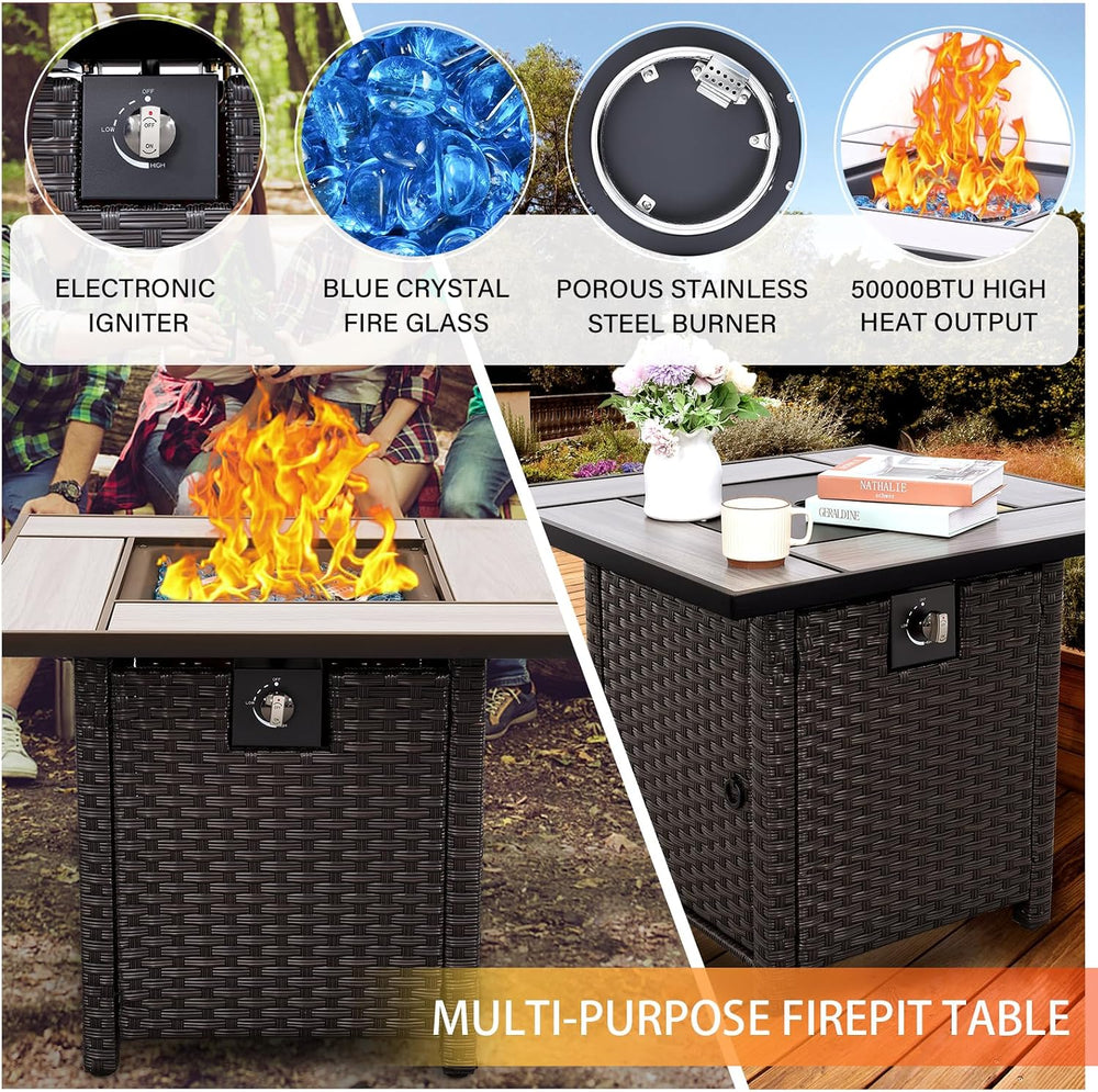 WAROOM Patio Furniture Set 5 Pieces Outdoor Conversation Sets PE Rattan Couch...